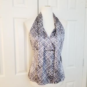 Antonio Melani Silk Gray Geo Halter - Size 12